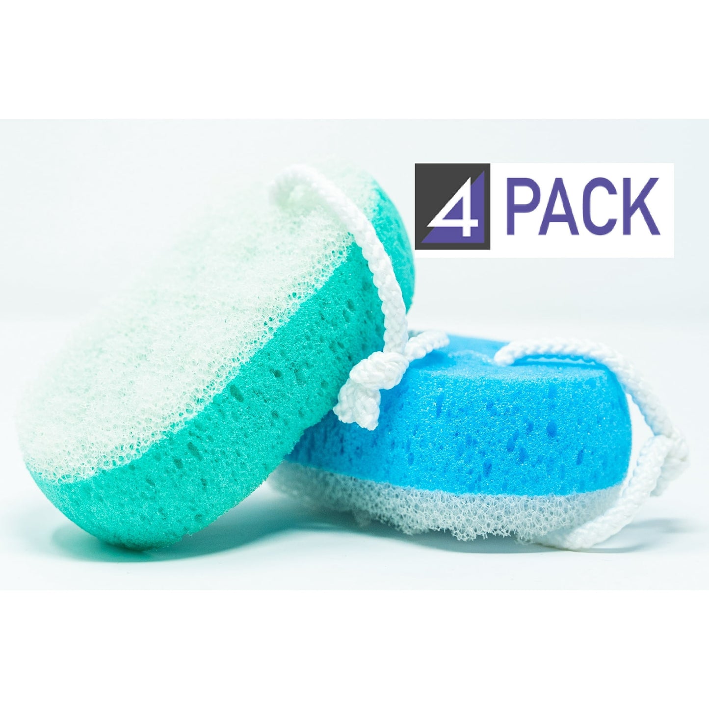 MR. SPONGE Scrubing Bath Shower Sponge 4 Pack Double Sided Loofah Deep Clean Body for Men Woman